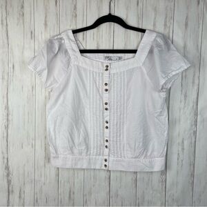 Prana small white button up boho top